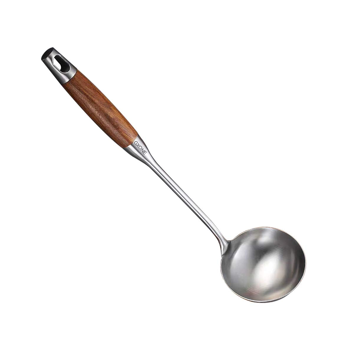 Soup Ladle,304 Stainless Steel Cooking Ladle with Wooden Handle,14.6Inch