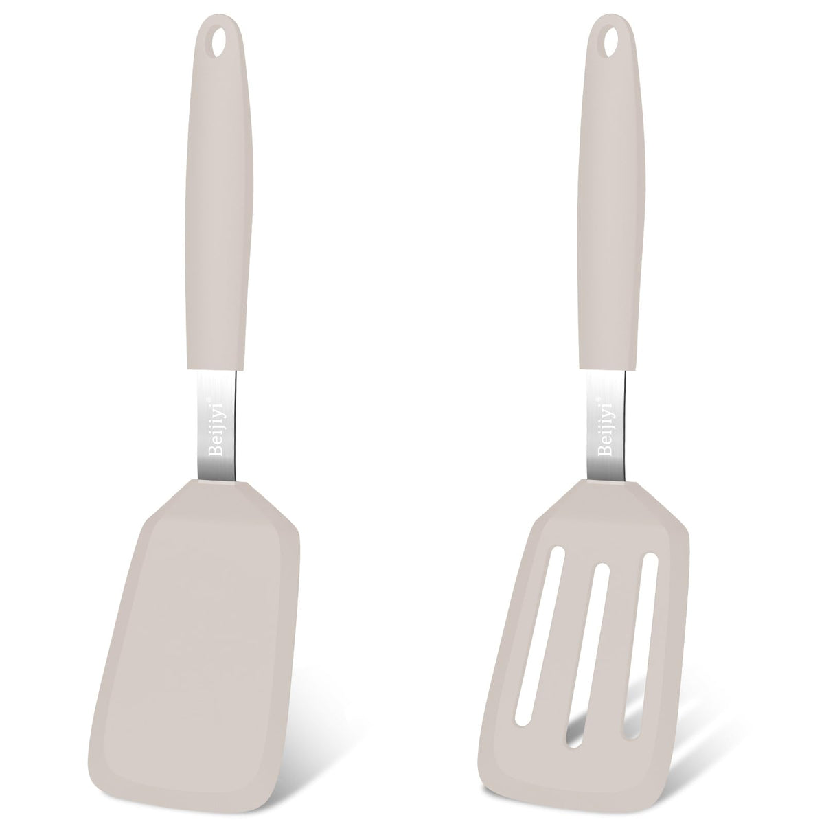 Beijiyi 2 Pack Silicone Spatula Set, Heat Resistant, for Nonstick Cookware