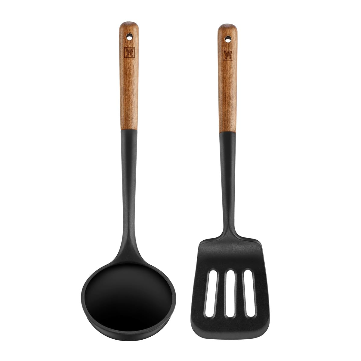 Cooking Ladle: Silicone Kitchen Utensil with Long Wooden Handles, Heat Resistant Cookware, Protects Surfaces with Gentle Head Design, Portion Batter, Professional Chef Wok Soup Ladle