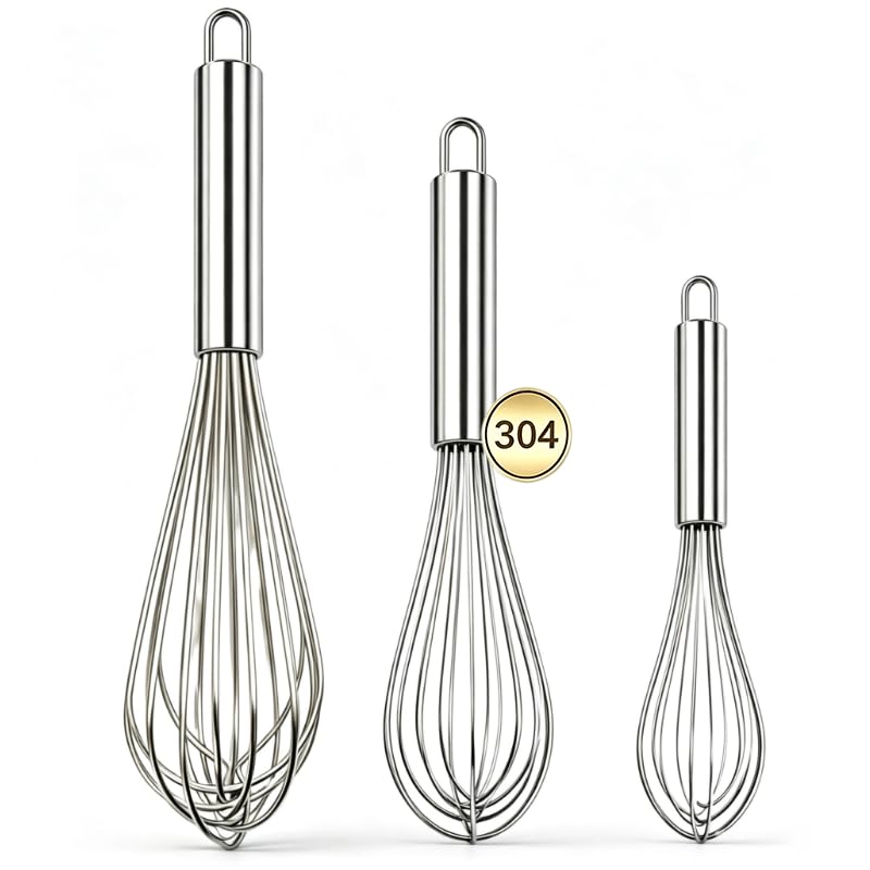 Large Commercial whisk, Heavy Duty 16in Wire Whisk, 304 Stainless Steel 2.5mm Thick Manual Egg Whisk, Durable Kitchen Mixer Mixing Batter, Beating Egg and Blending Sauces.