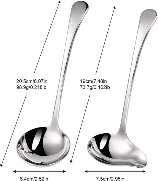 1-Piece Sauce Ladle and 1-Piece Gravy Ladle, 18/10 Stainless Steel, Dishwasher Safe(Silver)