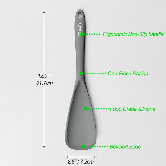 Silicone Cooking Spoon Spatula For Non-stick Cookware,12.6" Grey