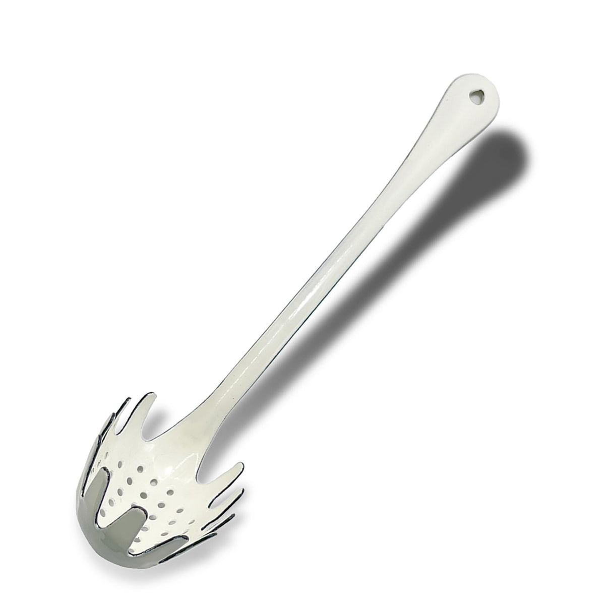 White Soup Ladle Spoons 12.2 Inch Big Serving Cooking Spoons Enamel Steel Stew Gravy Ladles for Serving