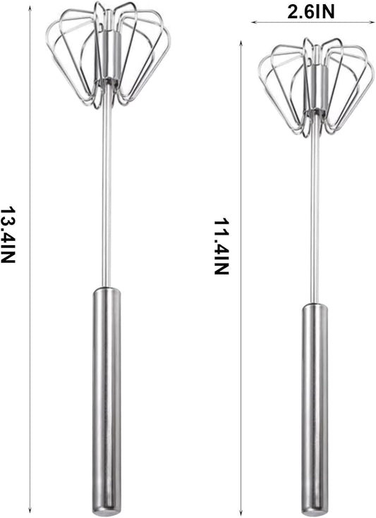2PCS Semi Automatic Whisk Stainless Steel Semi-Automatic Egg Whisk for Home