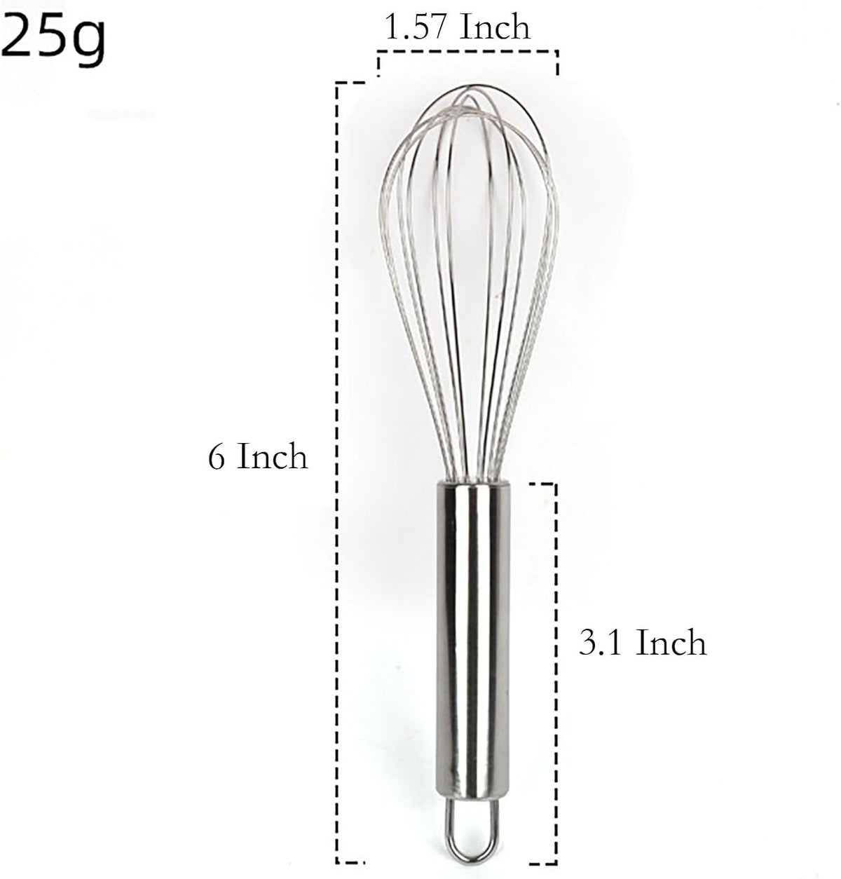 Manual Egg Whisk, 2 Pcs 6 Inch Long Stainless Steel Egg Beater for Bread, Cake and Cooking (6 inch)