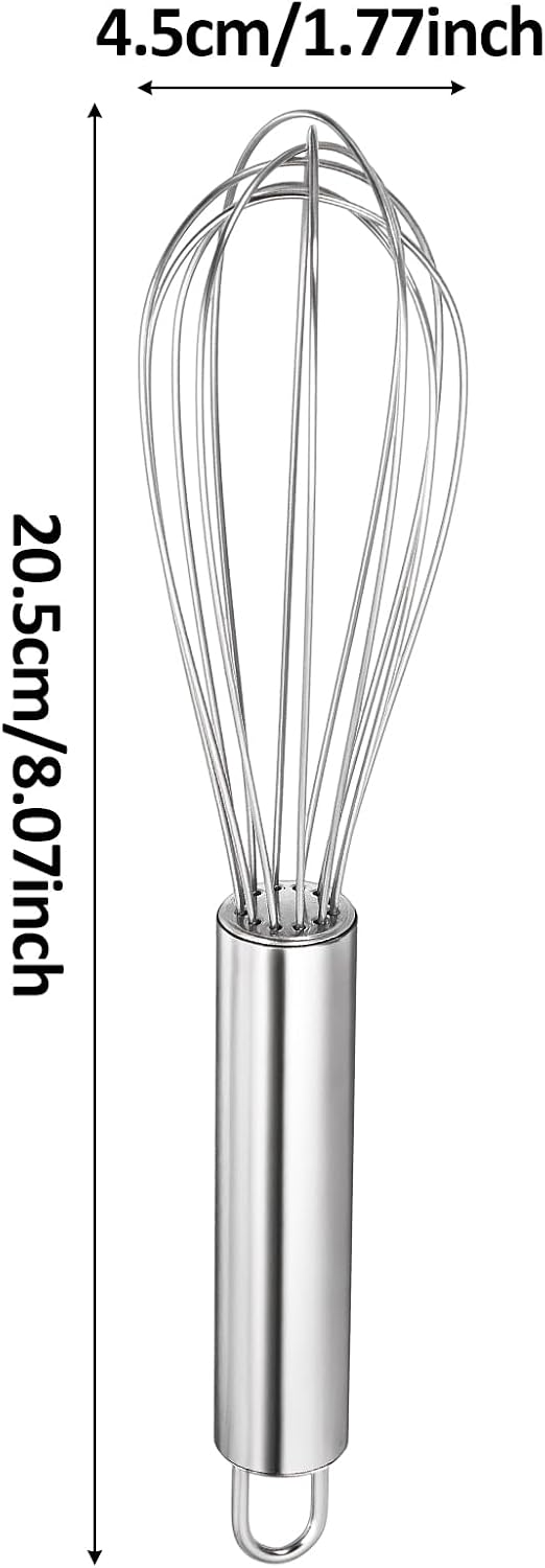 Ptwola Stainless Steel Whisk Professional Whisk 8 inches Silver
