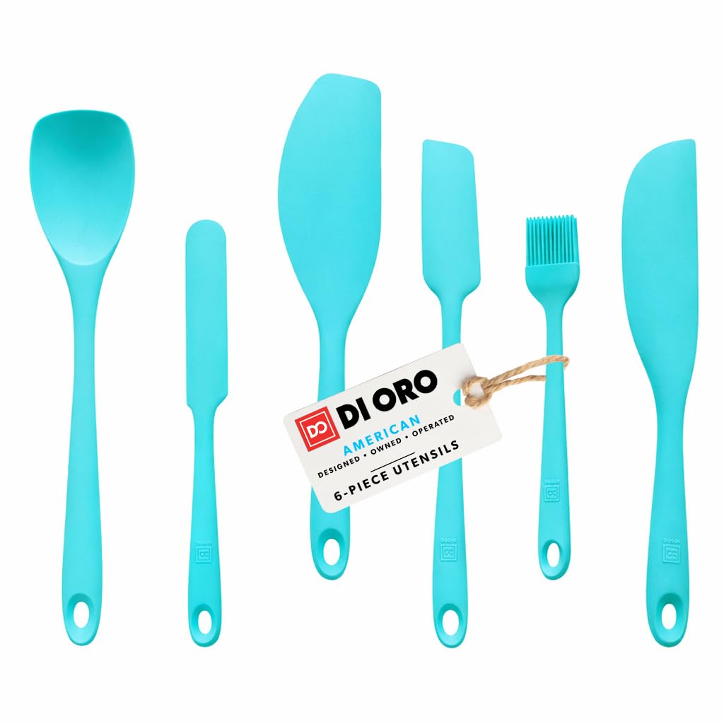 DI ORO Silicone Spatula Set - 600F Heat Resistant, 6-Pc Teal