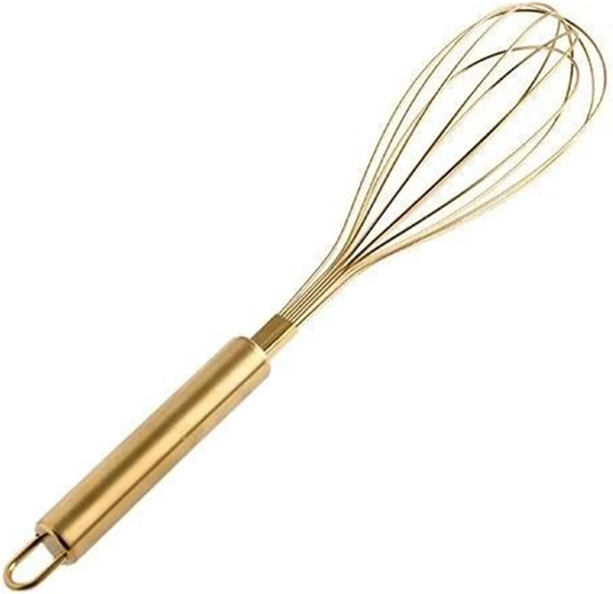 Angel's Peel Lounge Stainless Steel Egg Whisk with Titanium Gold Plating - Ecofriendly Manual Egg Beater, Milk Frother, wire whisk, Hand Blender, Cake Tool and kitchen Gadget – Gold
