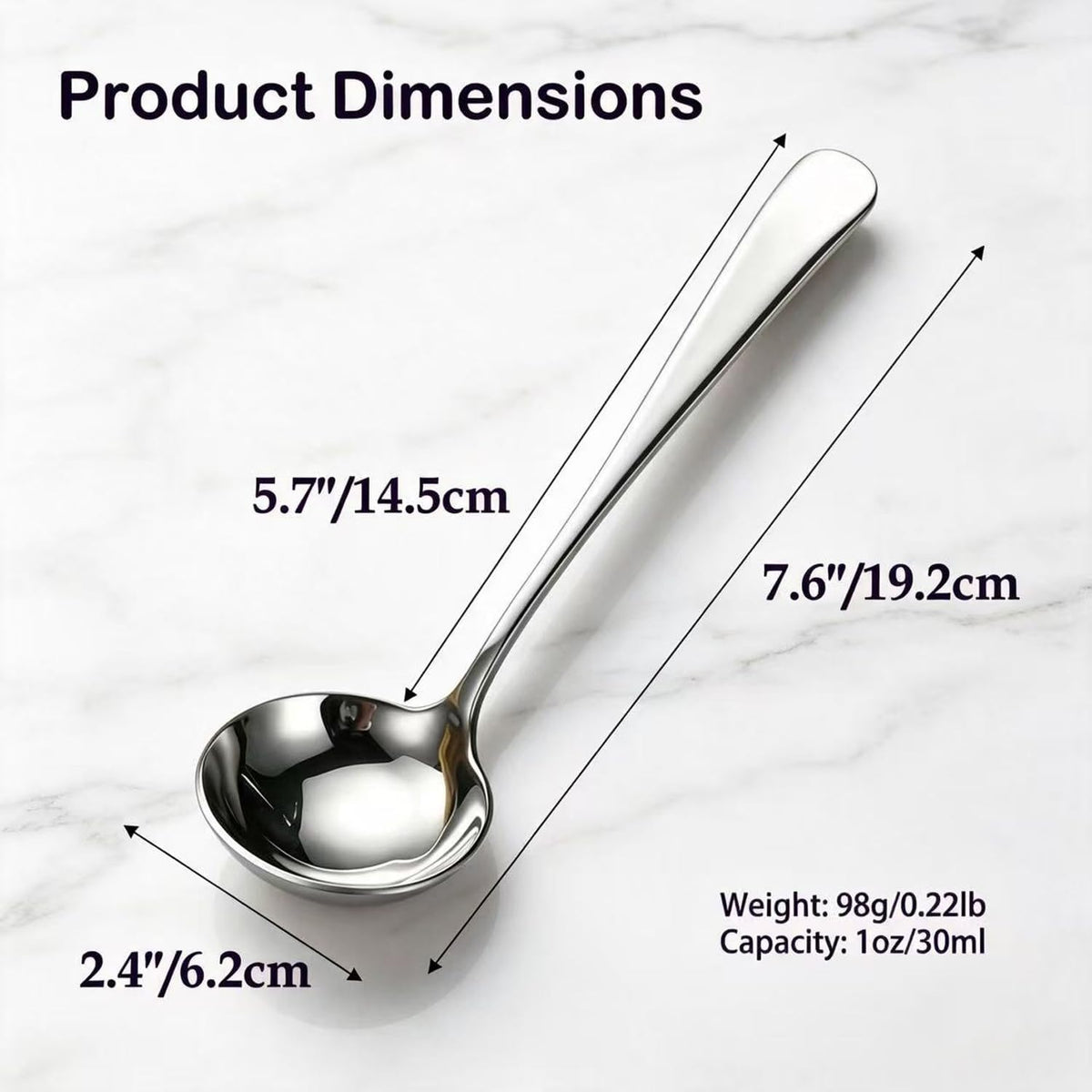 Small Ladle, 304 Stainless Steel Small Gravy Soup Serving Ladle for Sauces or Serving Soup Spoon, Silver (2 pack)