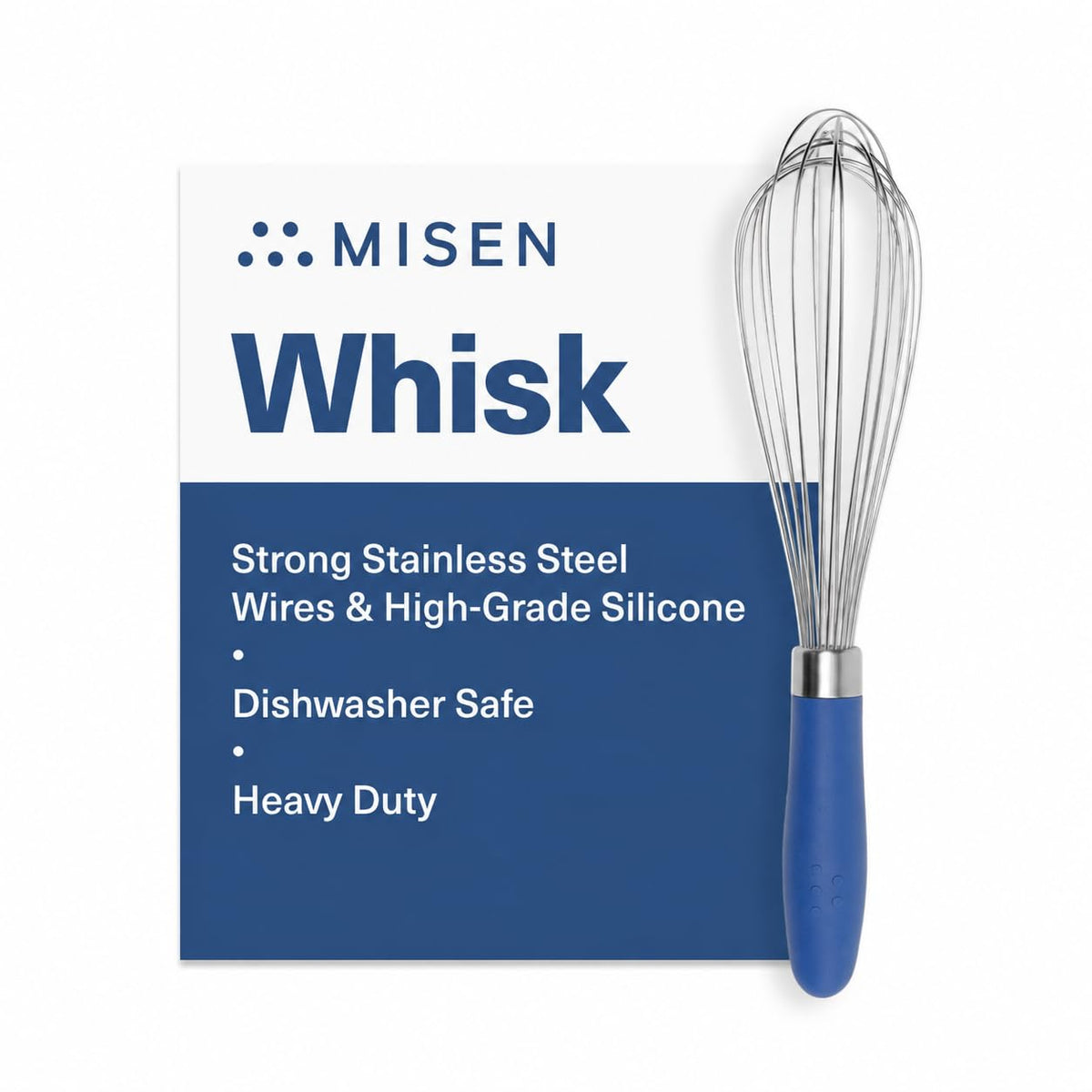 Misen Stainless Steel Balloon Whisk - Dishwasher Safe - Ergonomic Silicone Grip, Versatile Cooking Whisk for Eggs, Durable Construction - Professional-Grade Kitchen Tool - Gray