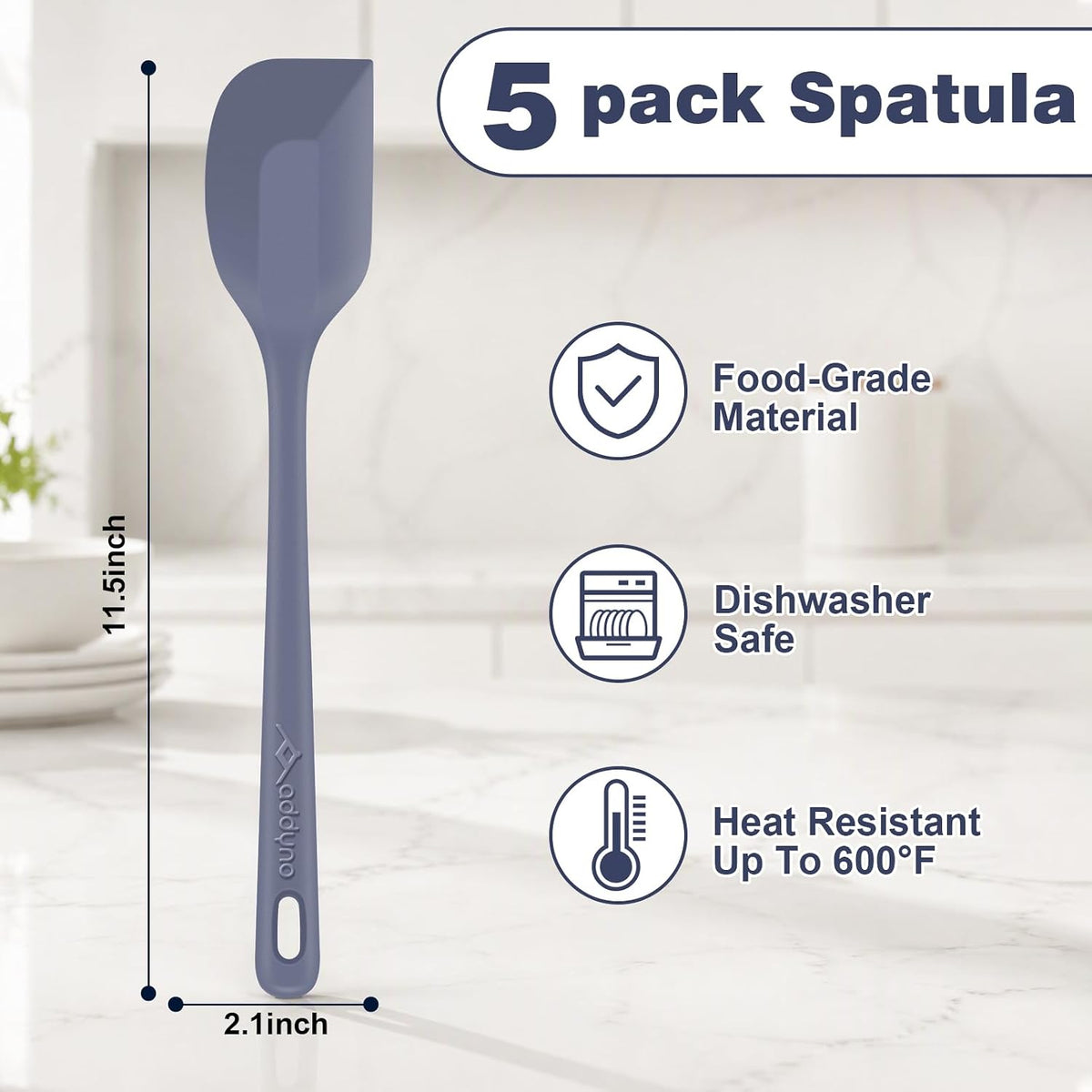 5-Piece Silicone Spatula Set, 11.5-Inch Long Spatulas