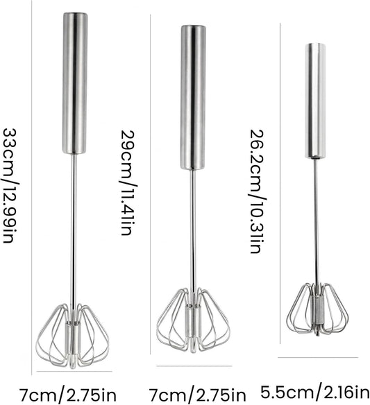 Automatic Eggbeater Manual Push Whisk Stainless Steel,10inch-2 Packs