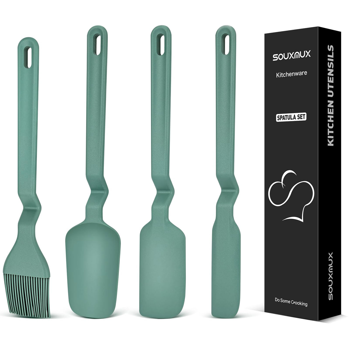 4Pcs Silicone Spatula Set, V-Hover, Non-Scratch, 450°F Heat Resistant