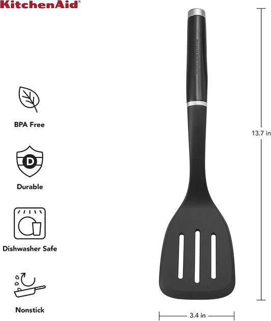 KitchenAid Classic Nylon Slotted Turner, 13.66-Inch, Black