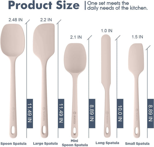 ChefAide 5 Pieces Silicone Spatulas Set, Heat Resistant Rubber Spatula