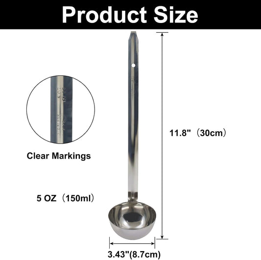 5 oz Stainless Steel Ladle, 3 Pcs, 11.8" Long Handle Length