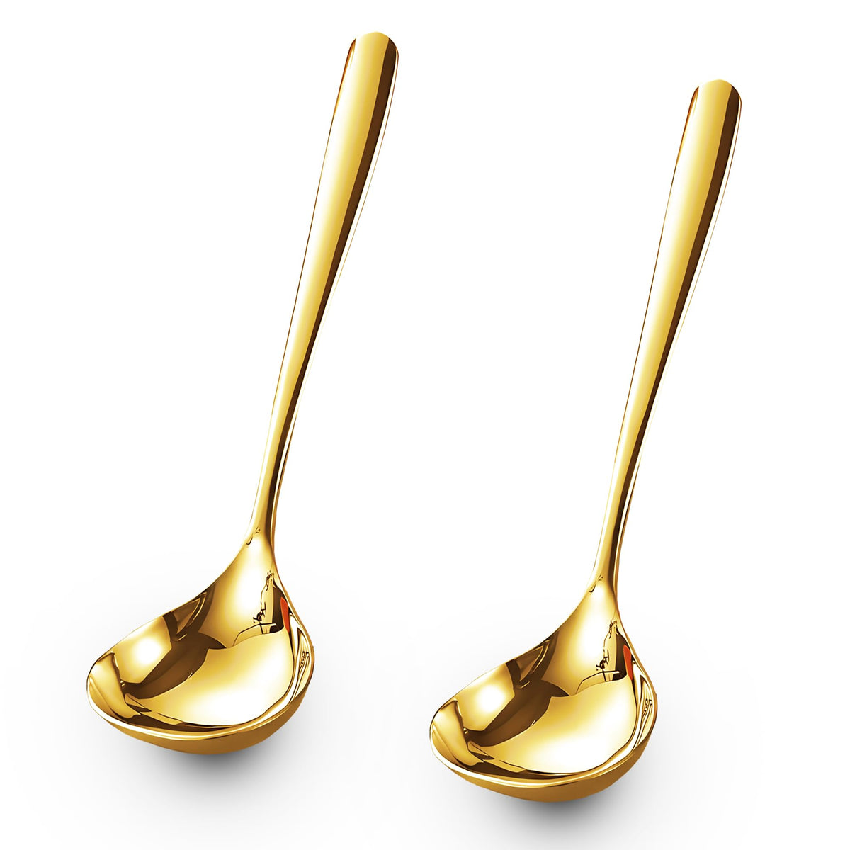 Comicfs 4 Pack Small Soup Ladles, Sauce ladles, SUS 304 Stainless Steel Small Serving Ladle, Gravy Soup Spoon Ladles 8-Inch (Gold)