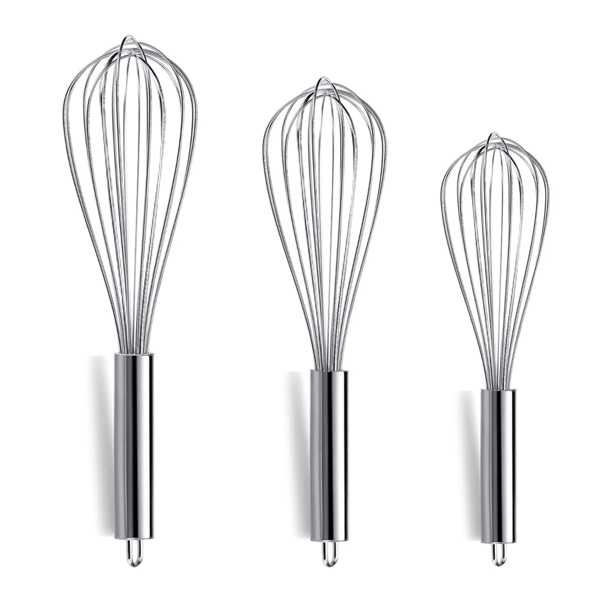 Berglander Gold Whisk Pack of 3 Stainless Steel 8",10",12", Titianium Plating Whisks for Cooking, Beater,Wire Whisk Set Kitchen Wisk (Gold)