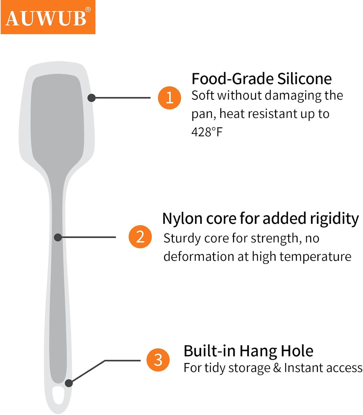 Silicone Cooking Utensils Set 2PCS, Non-Stick Kitchen Spatula Set