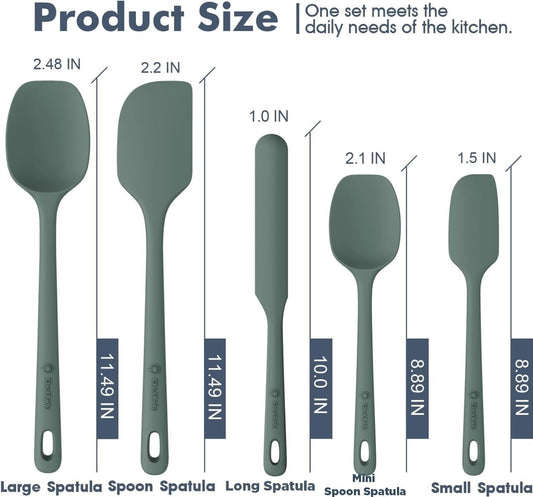 ChefAide 5 Pieces Silicone Spatulas Set, Heat Resistant Rubber Spatula