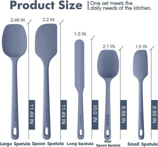 ChefAide 5 Pieces Silicone Spatulas Set, Heat Resistant Rubber Spatula