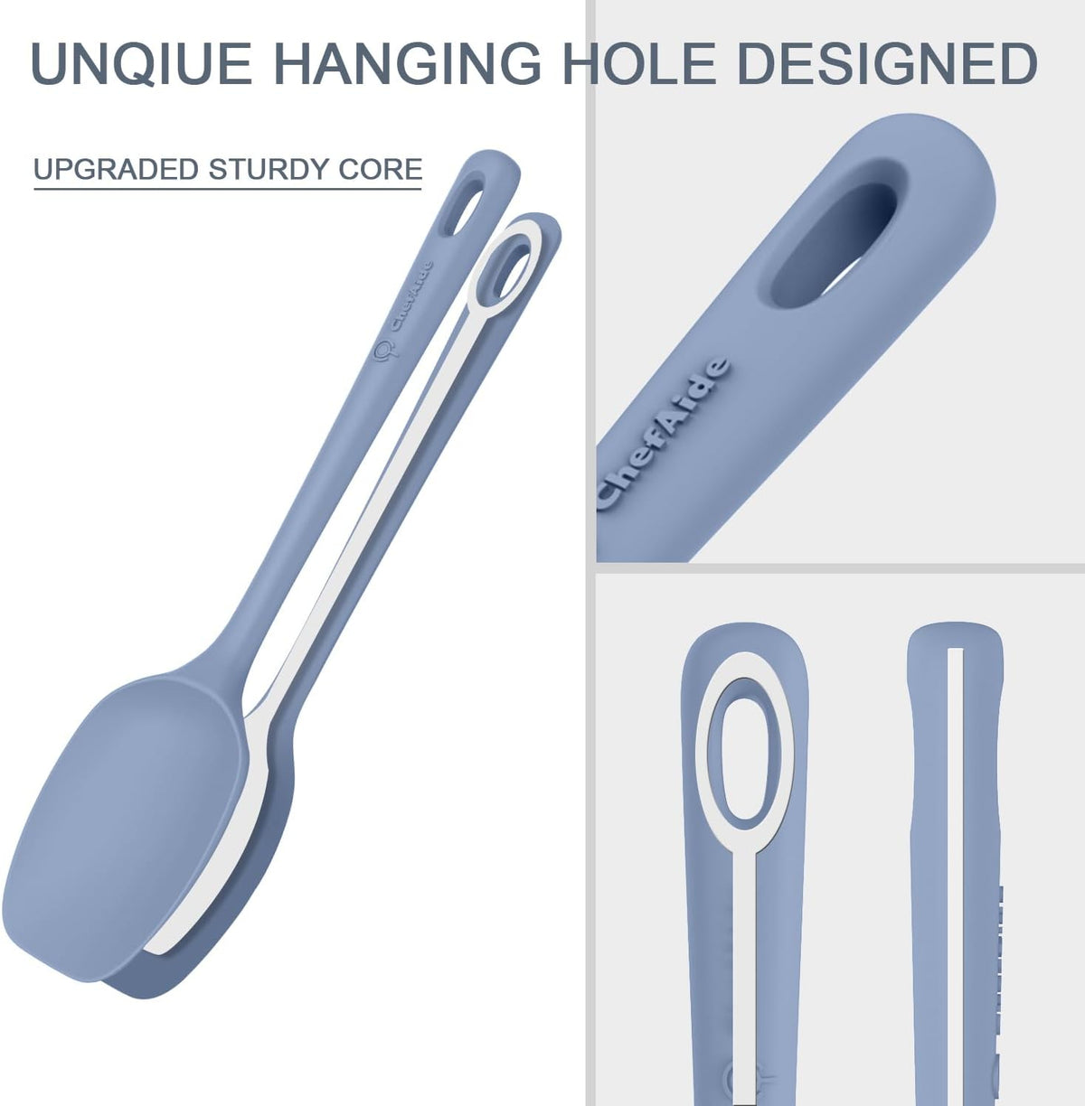 ChefAide 5 Pieces Silicone Spatulas Set, Heat Resistant Rubber Spatula