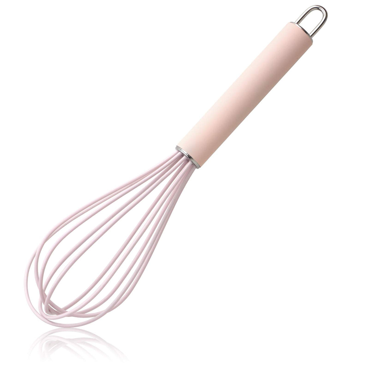 GorGin high temperature and easy to clean silicone whisk, wisk,stirrer, 10 inch, grip good grip design for Blending Whisking Beating Stirring Cooking Baking (1 Pack | Pink)
