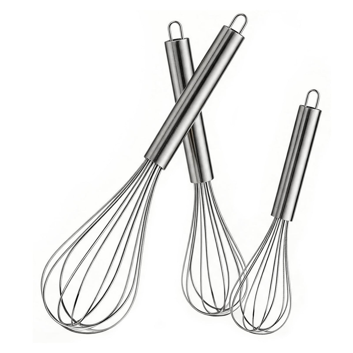 OOKUU Stainless Steel Egg Whisk, Semi Automatic Whisk Blender - Versatile Tool for Blending, Whisking, Beating & Stirring (12in)