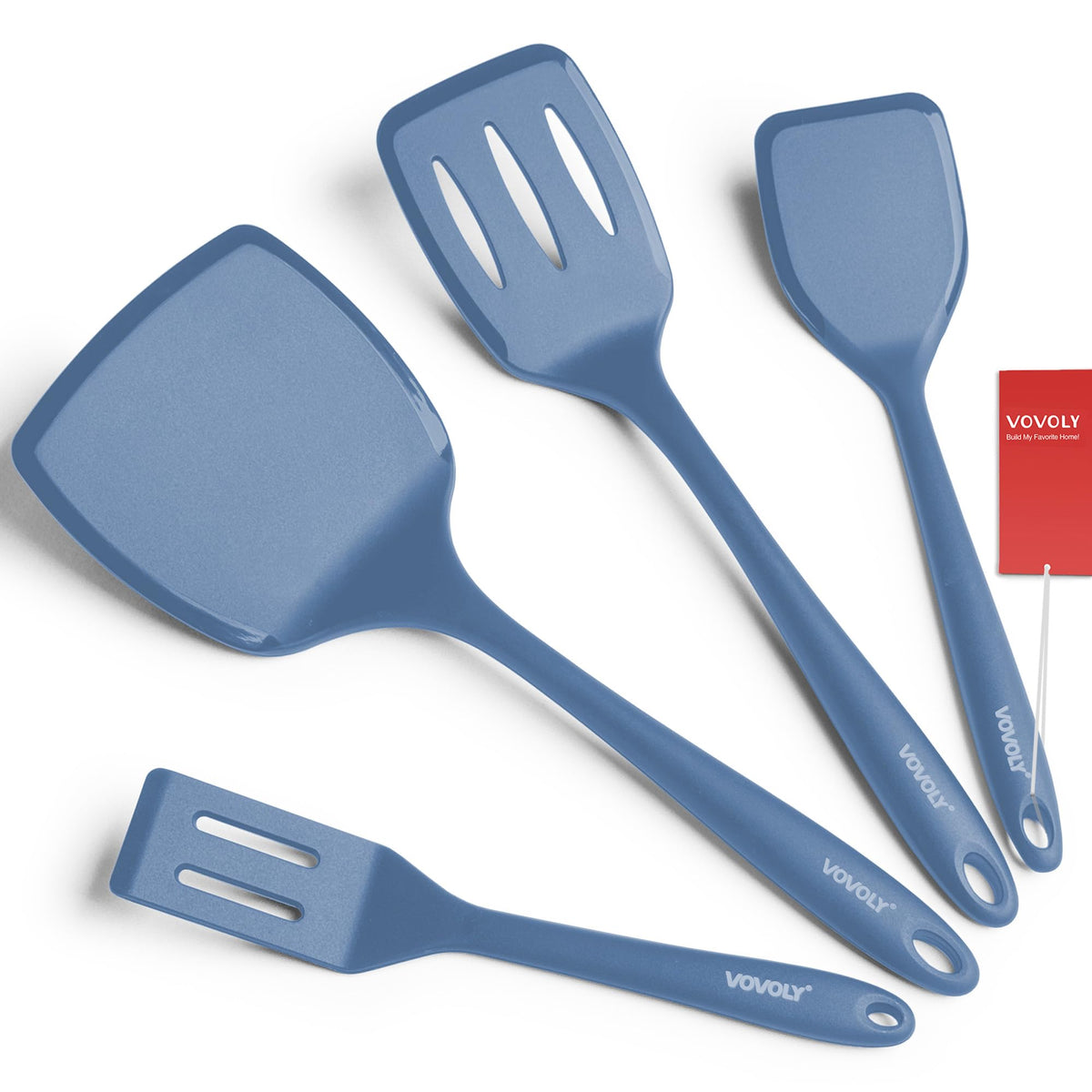 Silicone Spatula Set, 600°F Heat Resistant Kitchen Utensils, 4-Pcs, Black