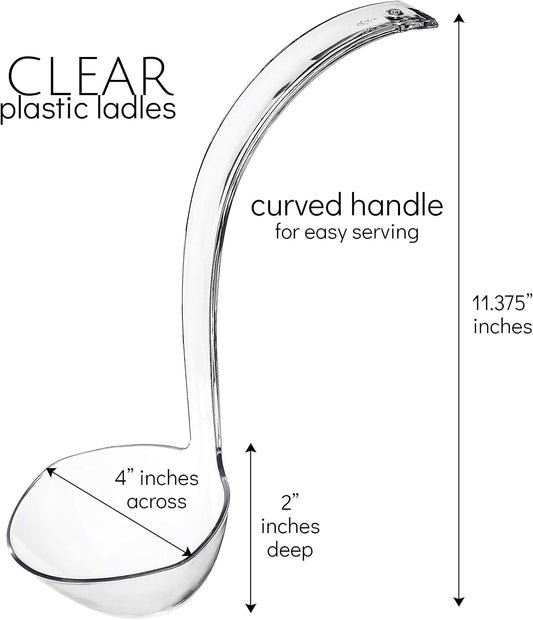 Plasticpro Disposable Plastic Soup/Punch Laddle Durable Heavy Duty Premium Serving Utensils Clear Pack of 4