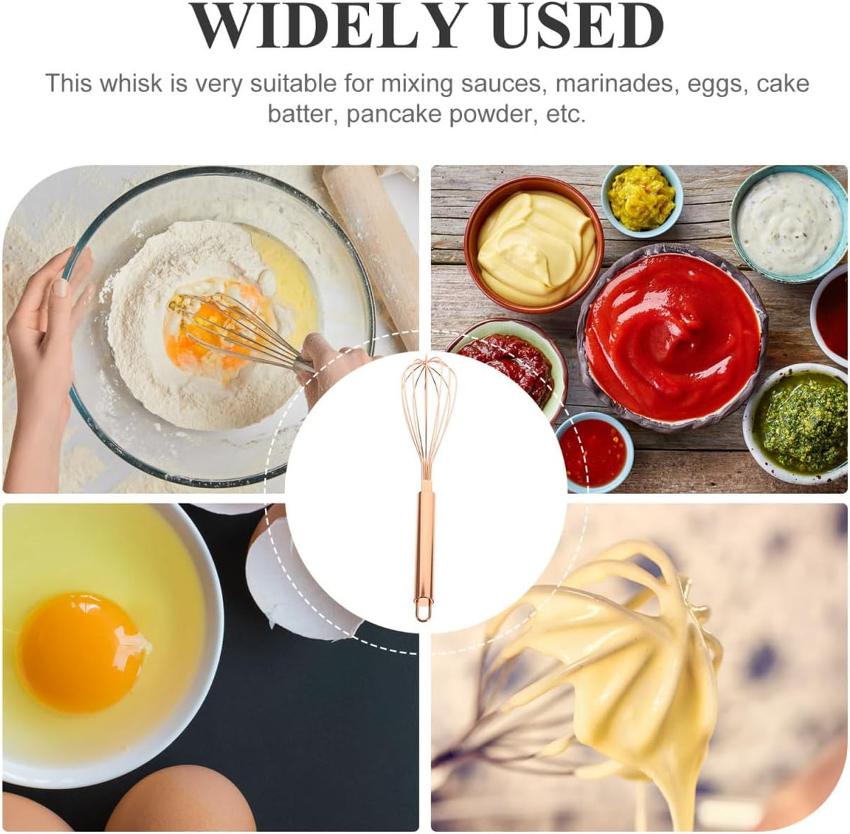 VOSAREA Stainless Steel Egg Whisk Wire Whisk for Whisking Beating Stirring and Mixing Manual Kitchen Utensil for Cooking Baking Sauces Eggs and Salad 12.99 X 2.16 X 2.16 in