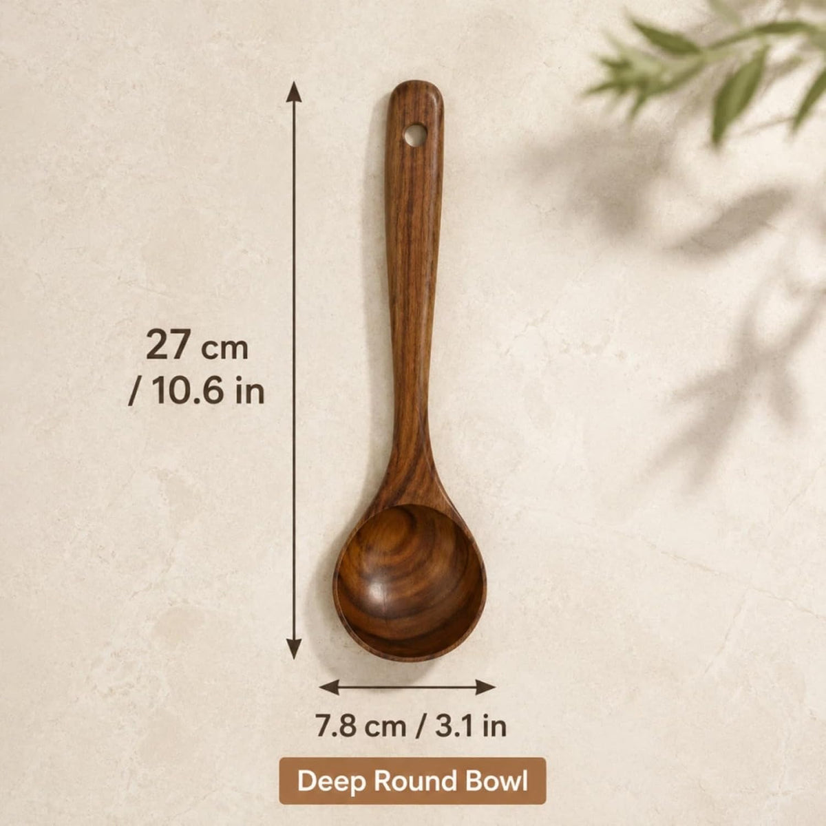 Wooden Ladle for Soup – 11x3" Deep Wood Ladle, Long Handle-End & Heat-Resistant Handle for Comfortable Grip, Easy to Clean Wooden Soup Spoon for Sauces, Stews and Kitchen Use Cooking