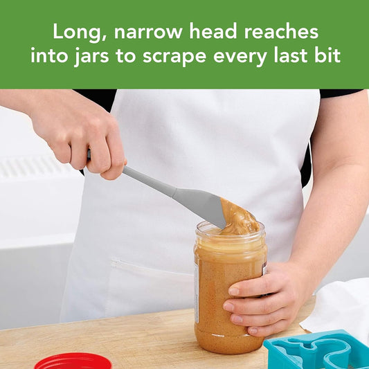 Tovolo Flex-Core Silicone Jar Scraper 11 Inch Spatula, Oyster Gray