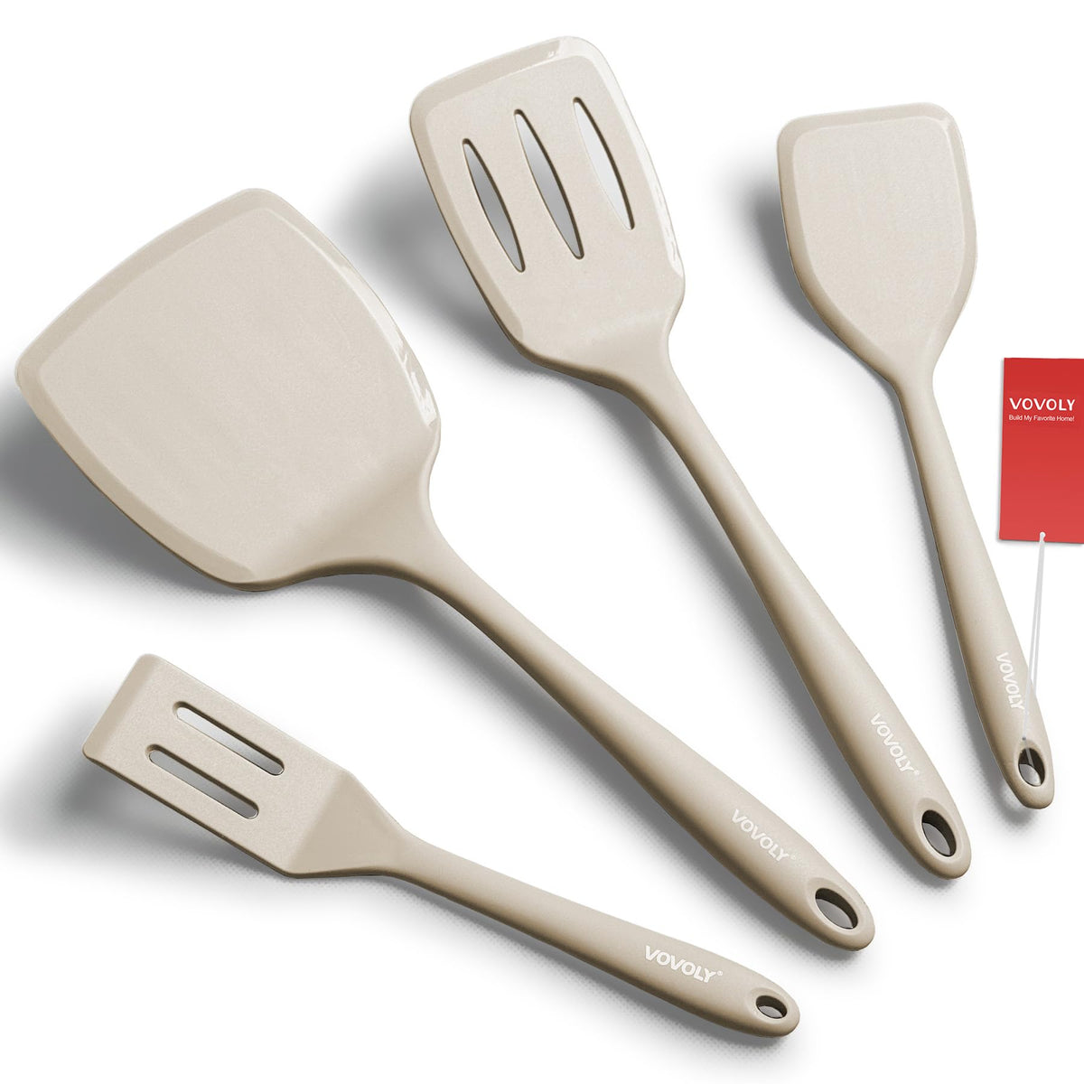 Silicone Spatula Set, 600°F Heat Resistant Kitchen Utensils, 4-Pcs, Black