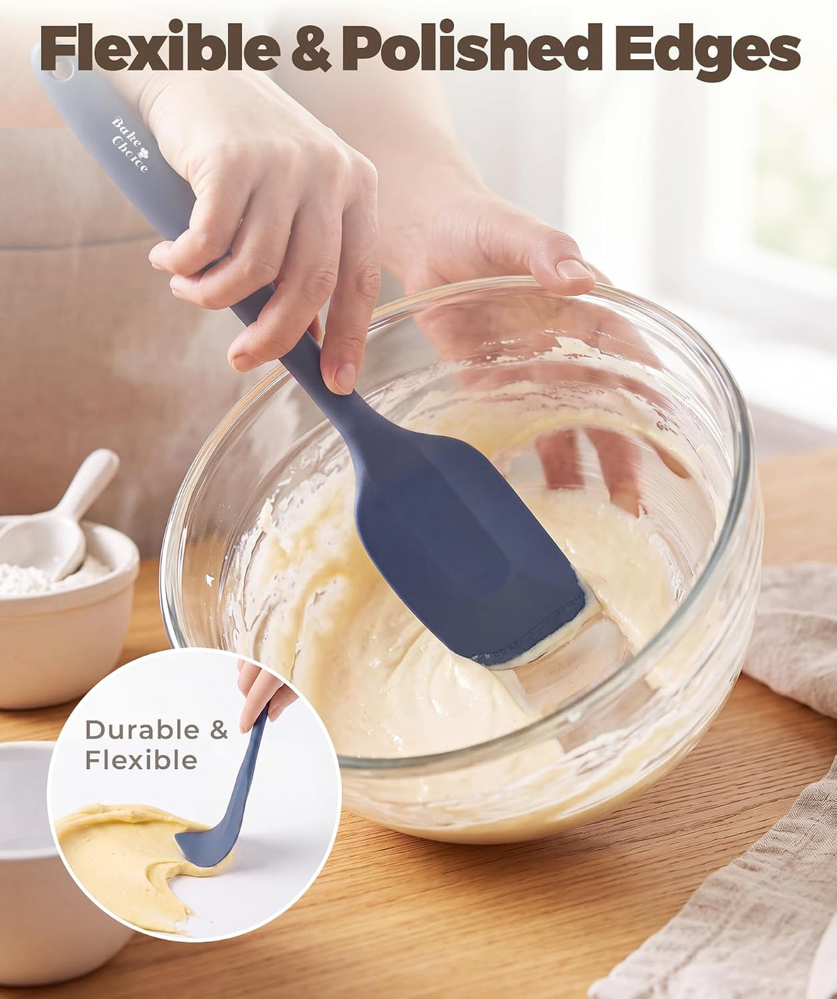 Bake Choice 6-Piece Silicone Spatula Set, Solid Steel Core, Heat Resistant