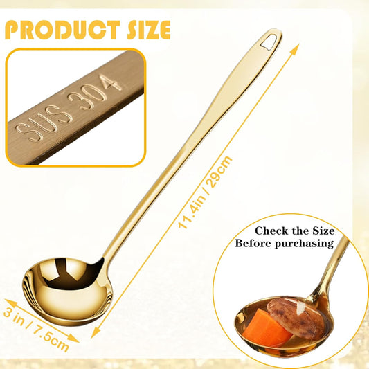 Soup Ladle, Gold Ladles for Serving, 304 Stainless Steel,12.2Inch