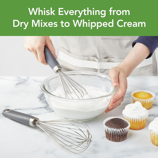 Tovolo Elements Balloon Whisk Set of 2 for Baking and Mixing, Charcoal