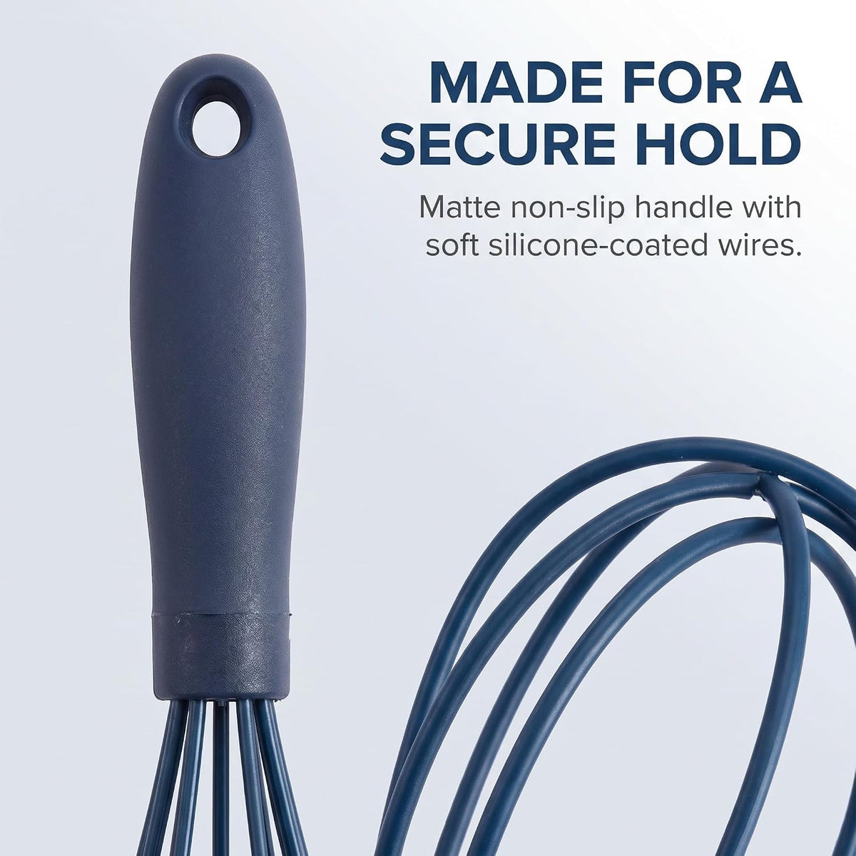 Navy Blue Silicone Whisk, Mini Silicone Whisks Multifunctional Manual Egg Beater Mixer Bake Tool for Blending Whisking Stirring Cooking Home and Kitchen