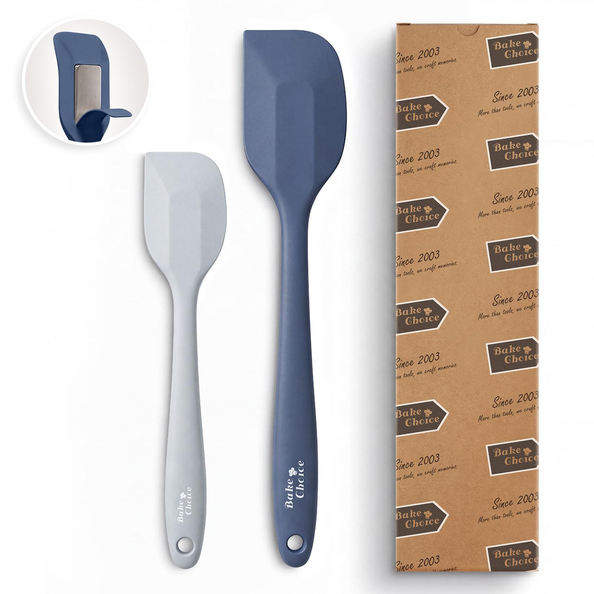 Bake Choice 6-Piece Silicone Spatula Set, Solid Steel Core, Heat Resistant