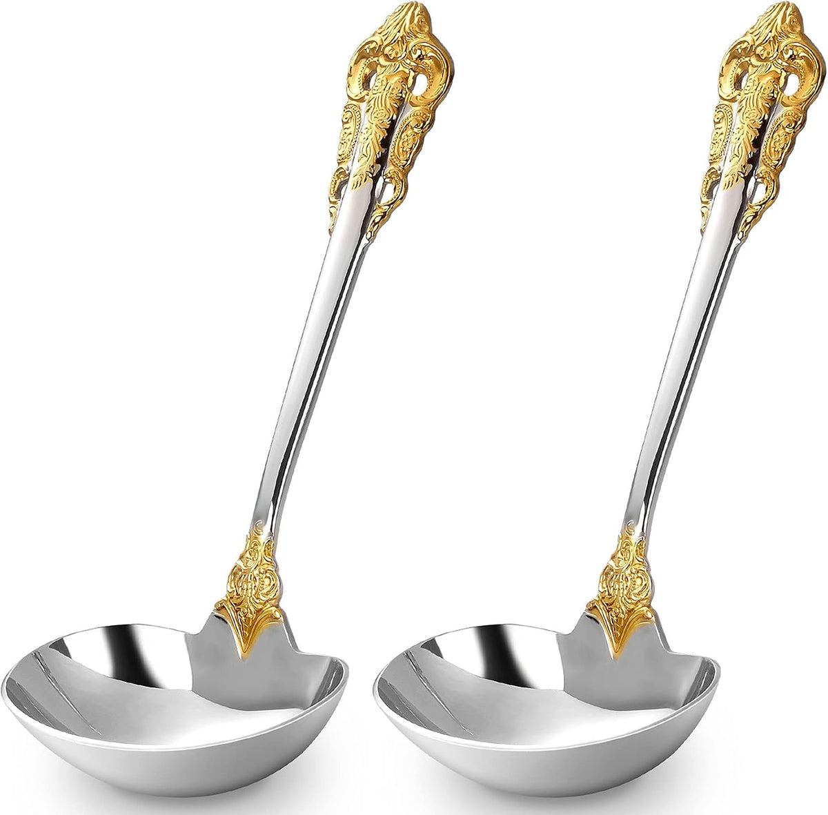 KEAWELL Luxury 2-Piece Gold Accent Gravy Ladle Set (2)