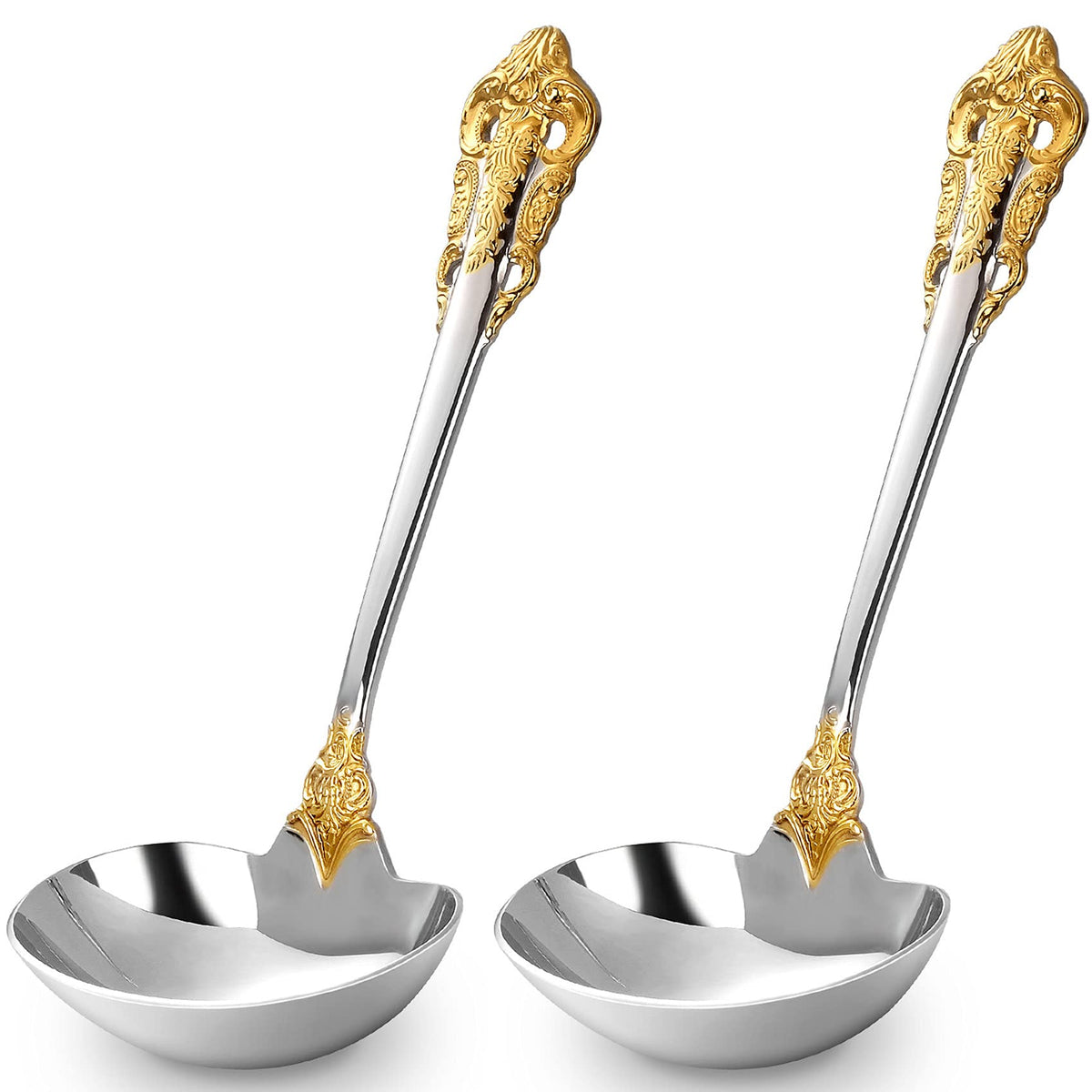 KEAWELL Luxury 2-Piece Gold Accent Gravy Ladle Set (2)