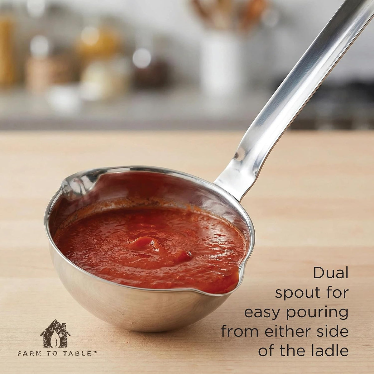 Fox Run Farm To Table Stainless Steel Canning Ladle, 13.8" Metal Soup Ladle