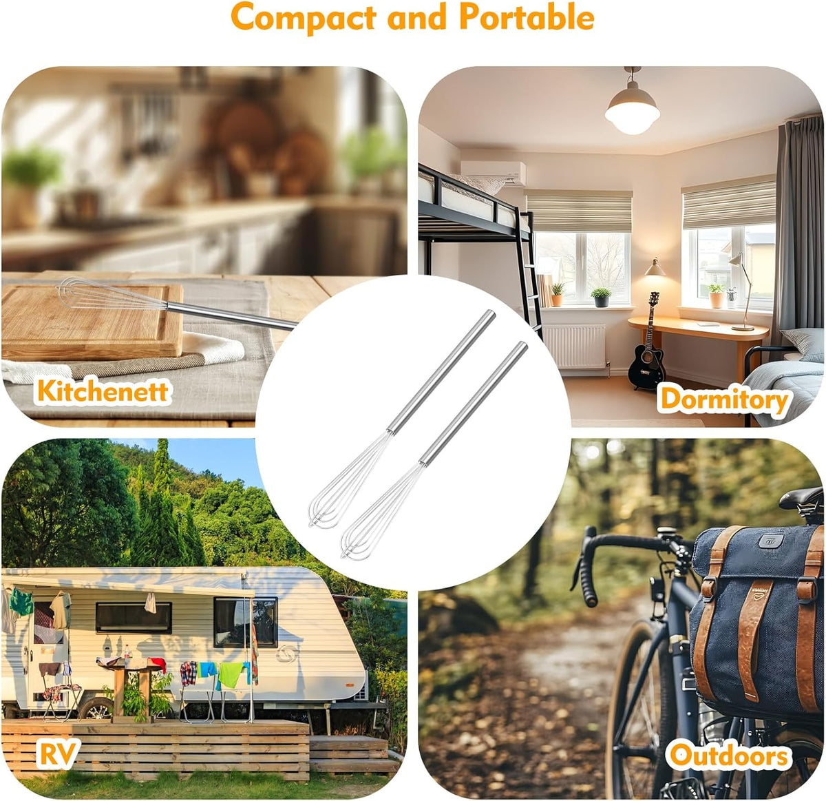 2 PCS Mini Whisk, Small Whisks for Cooking, Stainless Steel Mini Whisk Set