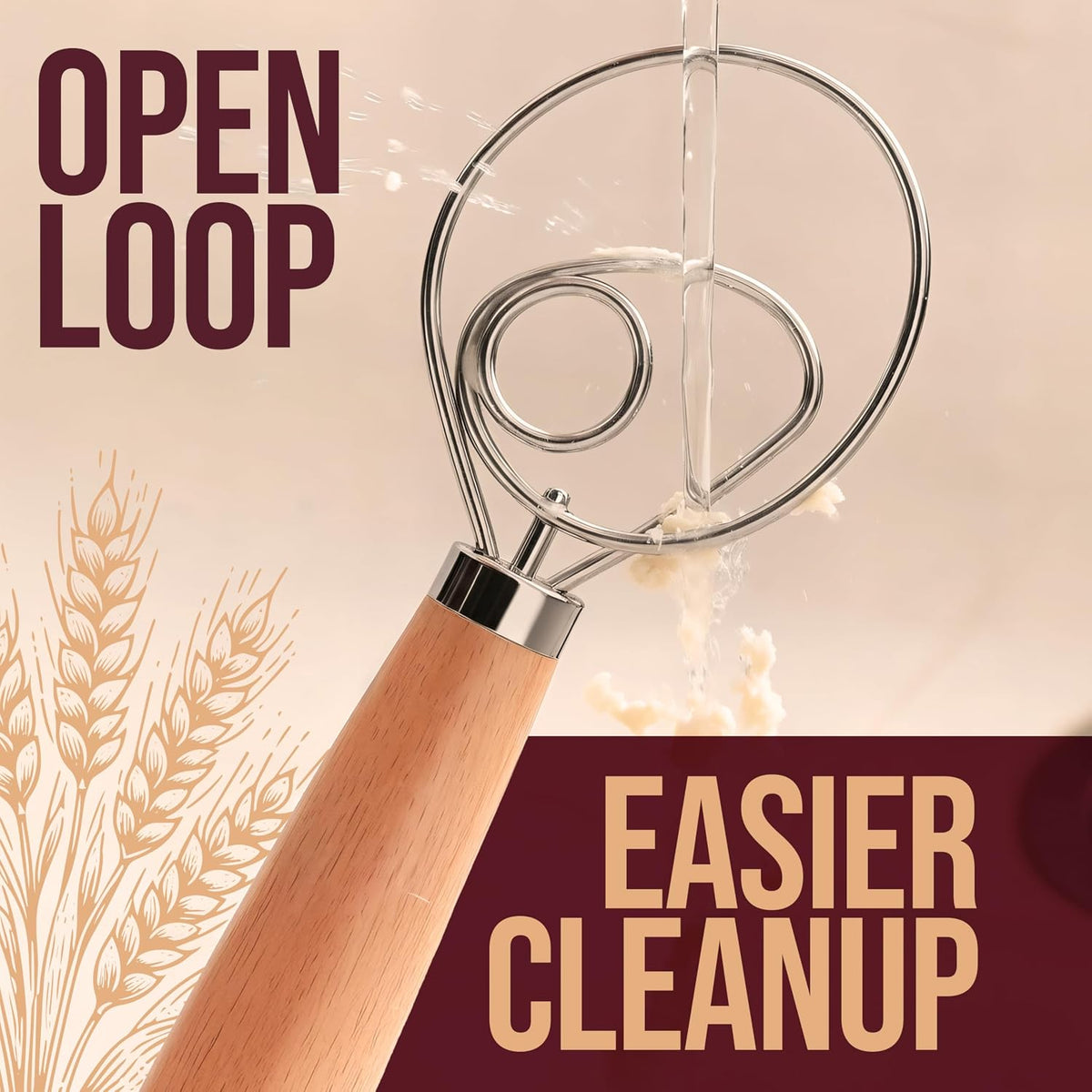 Superbaking 12" Danish Dough Whisk for Bread Mixing