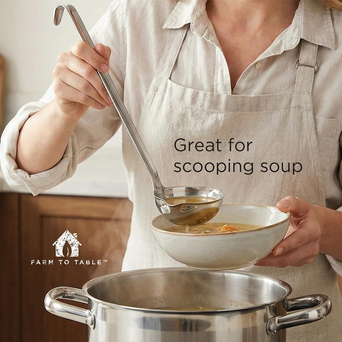 Fox Run Farm To Table Stainless Steel Canning Ladle, 13.8" Metal Soup Ladle