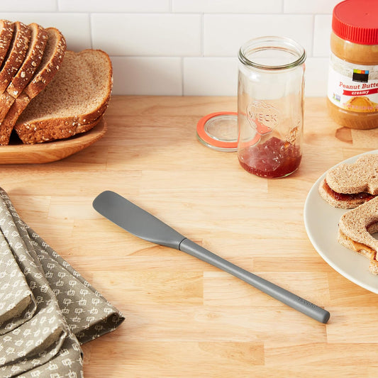 Tovolo Flex-Core Silicone Jar Scraper 11 Inch Spatula, Charcoal