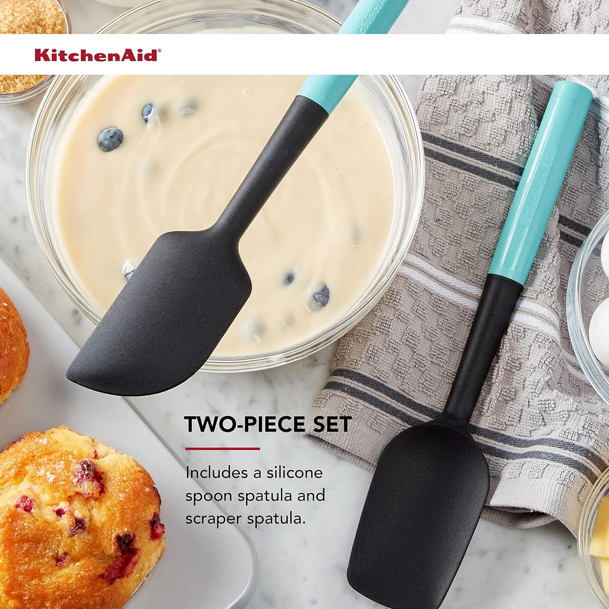 KitchenAid Universal Spatula Set, 2-Piece, Aqua Sky
