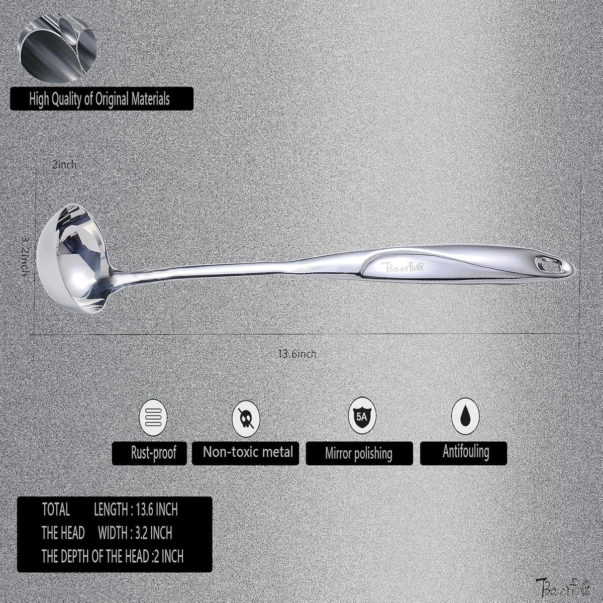 High Grade Soup Ladle, Cooking Ladle for Soup, Heat-proof Design of Hollow Handle, Gift for Family(4ouce/13.5 Inch)