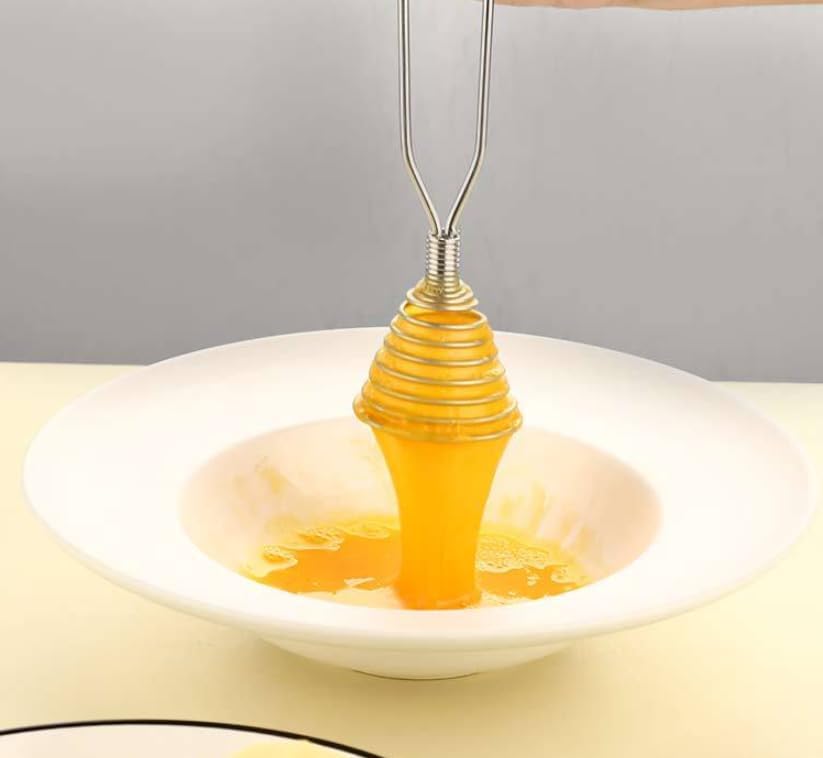 Mini French Spring Whisk,Stainless Steel Manual Eggbeater Hand Egg Mixer Whisk Blender Stirring Beater Cream Frother Flour Stirrer for Kitchen