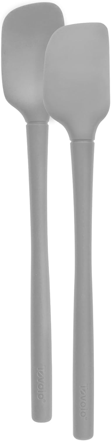 Tovolo Flex-Core Silicone Mini Spatula and Spoonula Set of 2, Oyster Gray